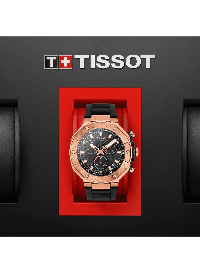 TISSOT T Race Chronograph Black Dial Black Strap Rose gold Tone Watch For Men - T141.417.37.051.00 - Image 5